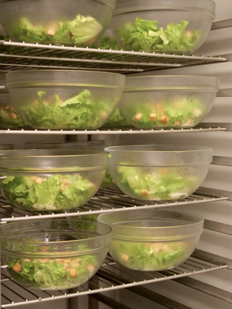 Fresh salads served at French school lunch