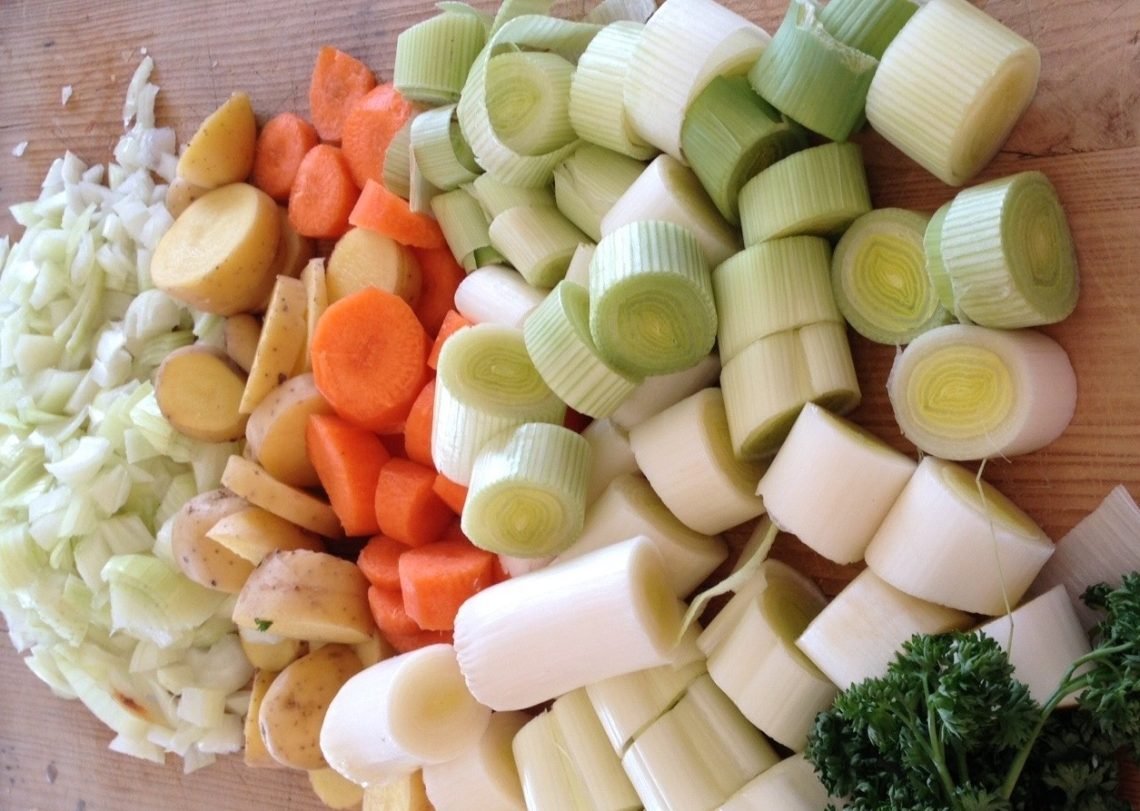 Variety of French vegetables used to make a French vegetable detox soup